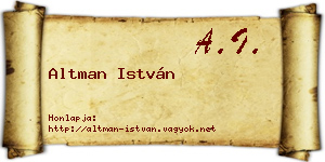 Altman István névjegykártya